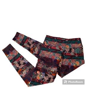 ONZIE PANTS LEGGINGS ACTIVE BLUE PINK GREEN PURPLE ORANGE FLORAL SIZE S/M